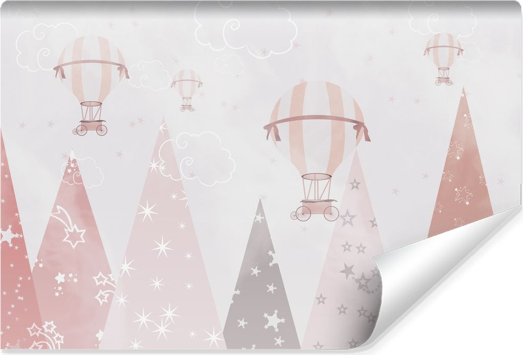Muralo Selbstklebende Fototapete für Kinderzimmer BERGE Wolken Luftballons Br. 405cm x Hö. 270cm