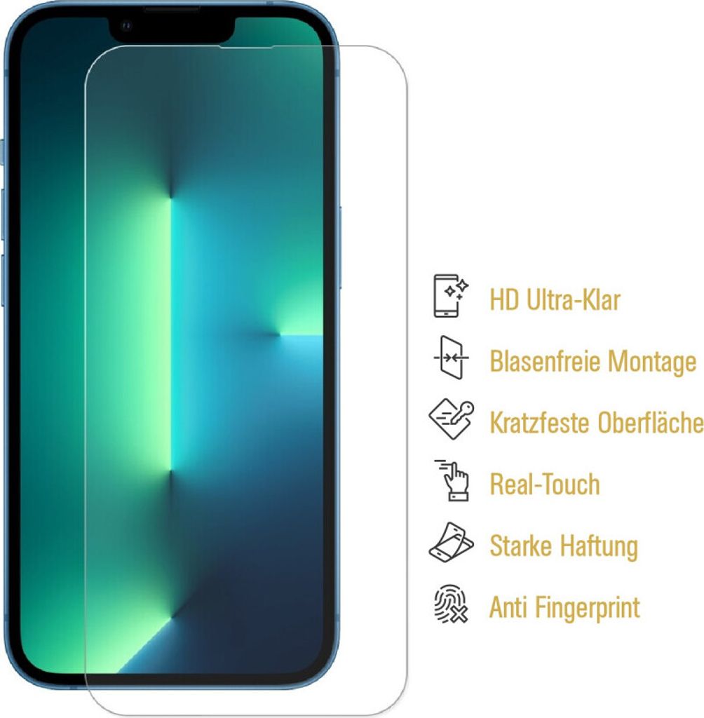 6x Panzerfolie für iPhone 13 ANTI-SCHOCK Displayschutz Produktbild 