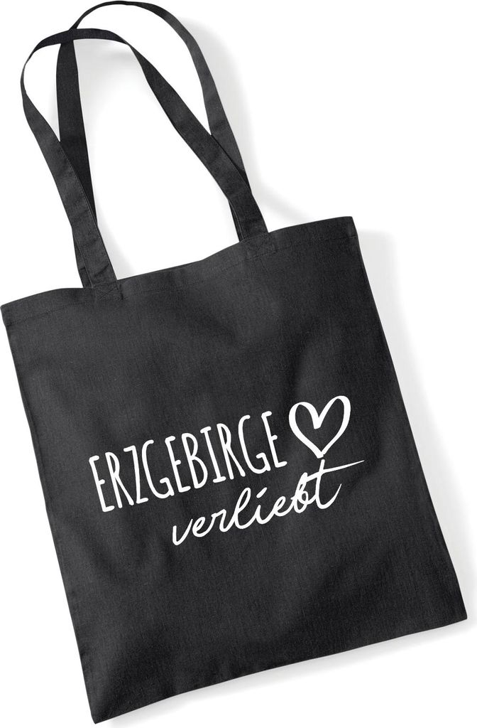 Huuraa Jutebeutel Erzgebirge verliebt 10 Liter Black Baumwolle Tasche Geschenkidee