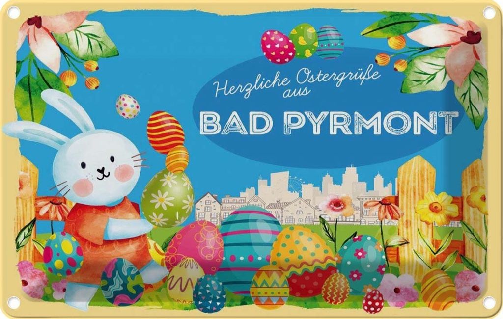 vianmo Blechschild 12x18 cm Ostergrüße BAD PYRMONT Ostern Gruß