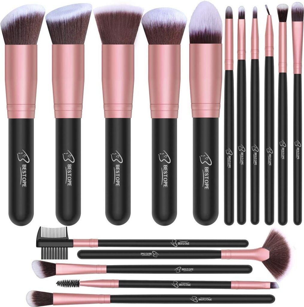 Make-up Pinsel 16 PCs Make-up Pinsel Set Premium Synthetic Foundation Brush Blending Gesichtspuder Rouge Concealer Lidschattenpinsel Make-up Pinsel...