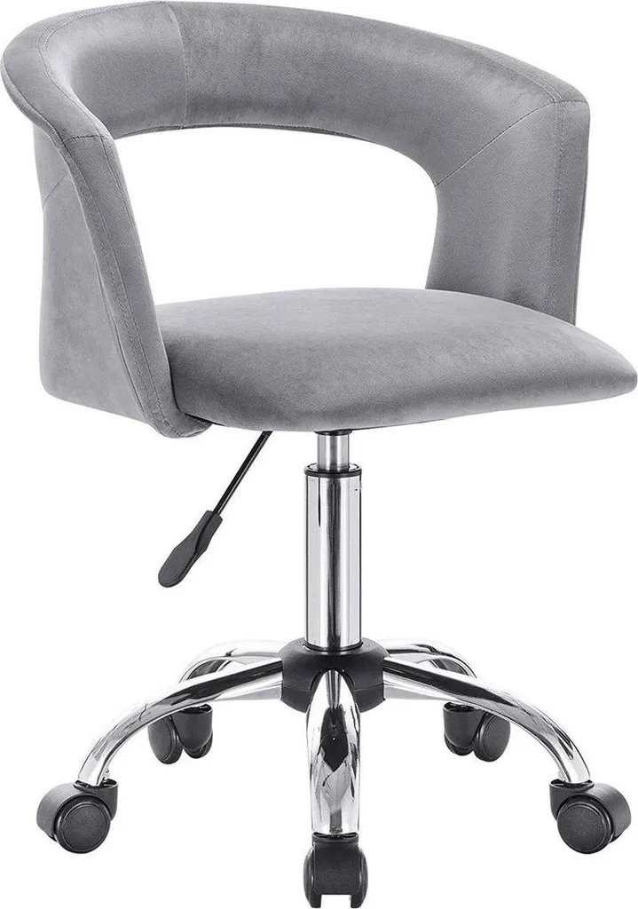 Sedia da Scrivania Ergonomica DeLuxuriös Velluto Grigio Design Moderno - 1