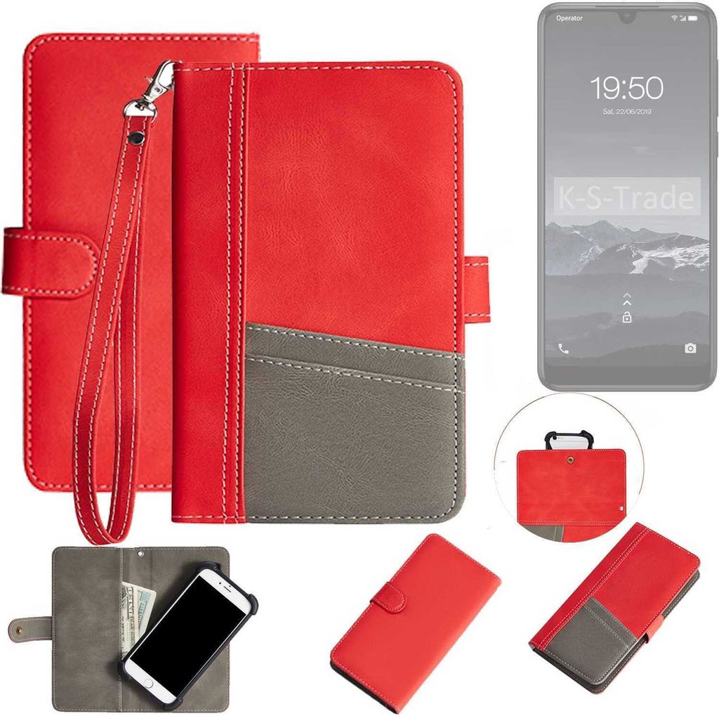 K-S-Trade Handy Schutzhülle für Qilive Q3 Hülle Portemonnee Brieftasche Klapphülle Kartenfächer Flip Wallet Case Etui