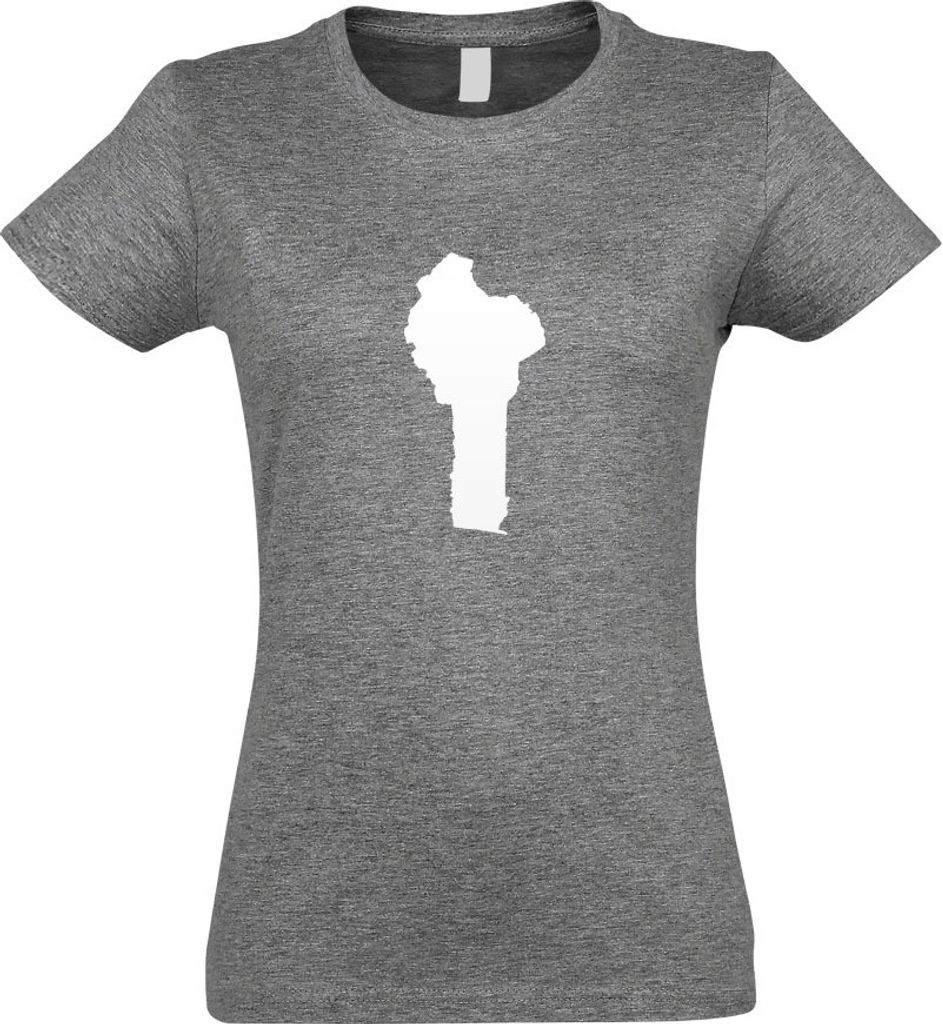 Kiwistar - T-Shirt tailliert - Damen - Graumeliert - Benin Umriss Kontur - mit Motiv Bedruckt - Funshirt Design - Sport - Freizeit - Damen - L