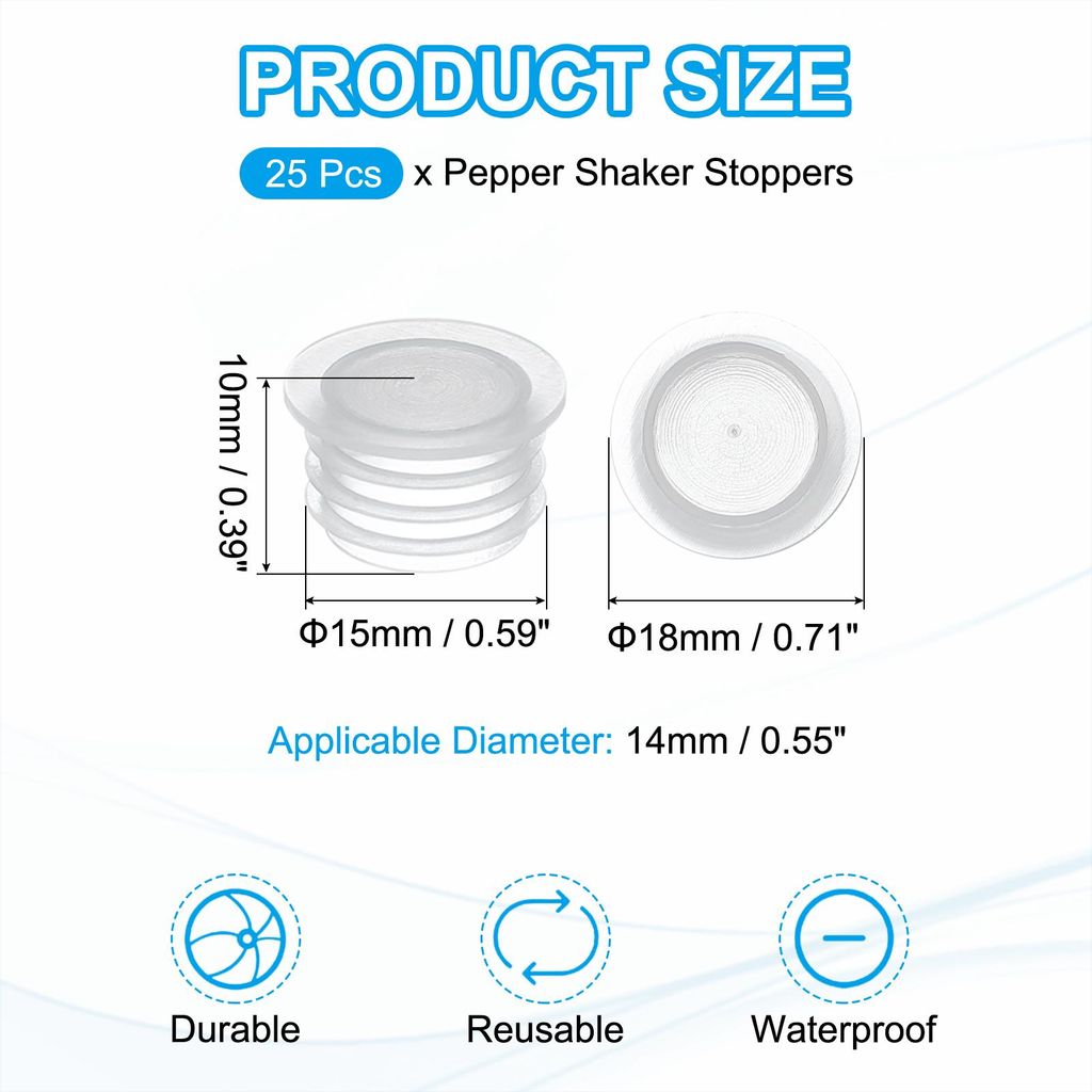Salzst?psel und Pfefferstreuerstopfen 14mm/0,55" Verschluss Stopfen, 25 Stš¹ck Kunststoffstopfen Salzstreuer Stecker Ersatz Klarer Runder Endkapp...