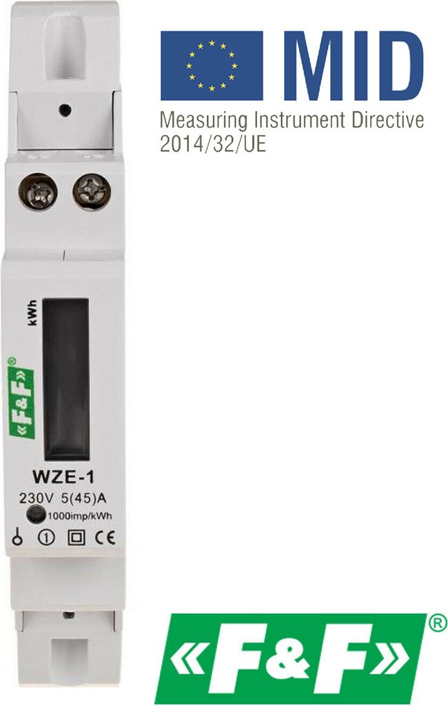 F&F | Energiekostenmesser WZE-1 - 1-phasig - LCD-Anzeige - MID- - präzise Messung
