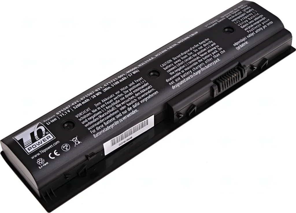 Batteria T6 Power per Hewlett Packard Pavilion dv4-5000 serie, Li-Ion, 11,1 V, 5200 mAh (58 Wh), nero