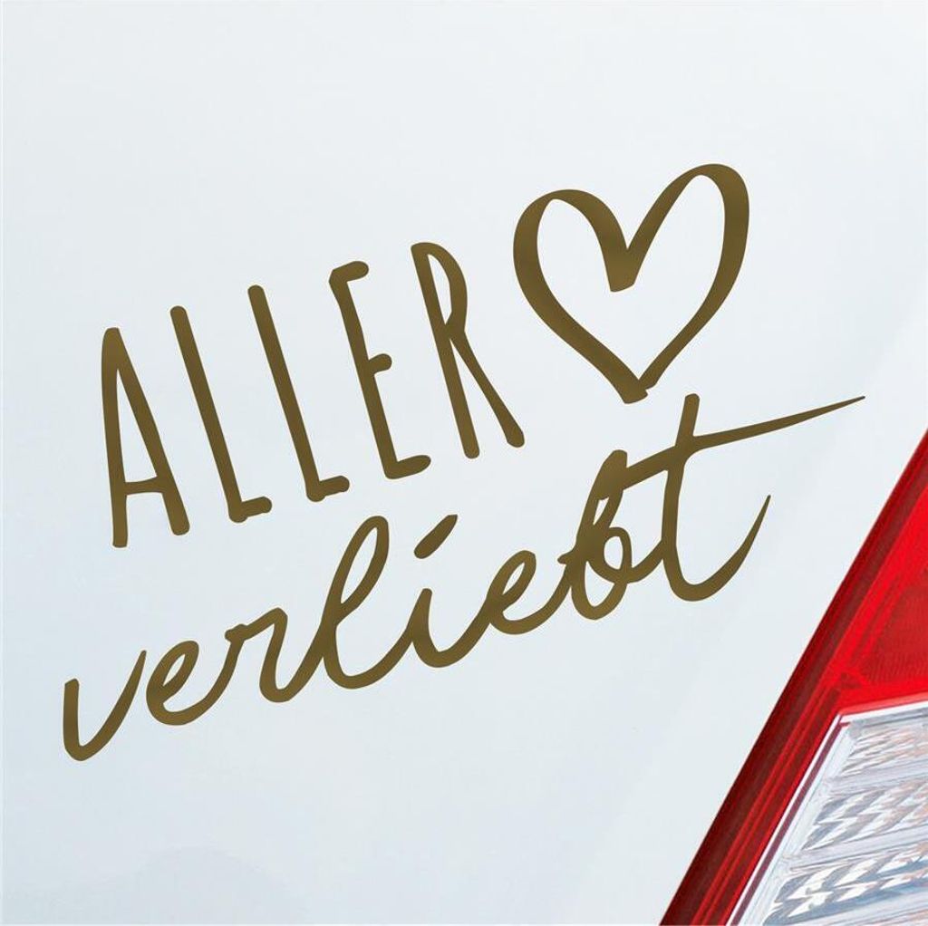 Auto Aufkleber Aller verliebt Herz Fluss Wasser Water Liebe Car 19x10 cm Gold Sticker Heckscheibenaufkleber