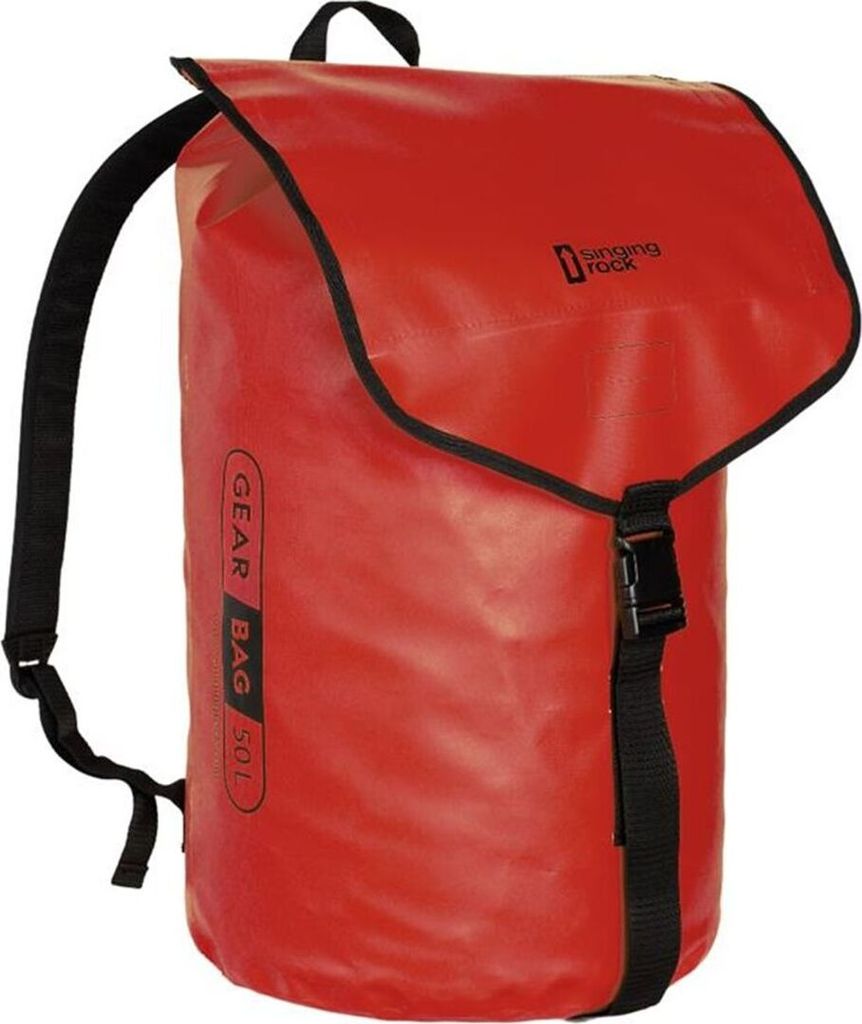 Rote Materialtasche "Gear Bag" von Singing Rock; geeignet für Arbeitssicherheit; mit verstellbaren Trägern und Schnappverschluss.