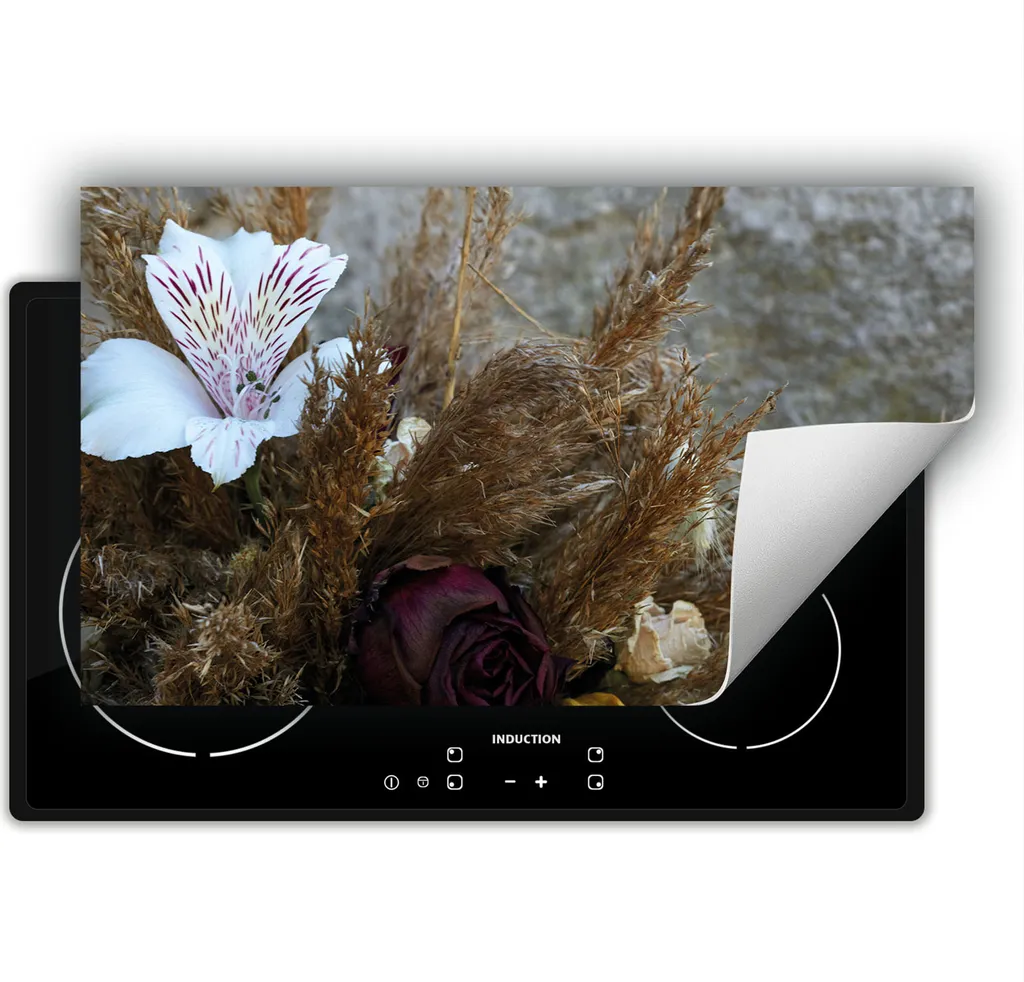 DarHaus Piastra Copertura Stufe 90x52 cm Fiori - Protezione Antiscivolo