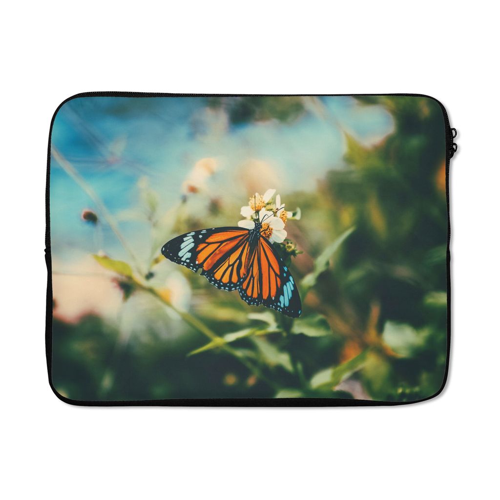 MuchoWow Laptop Hülle 15 Zoll Schmetterling - Blumen - Garten Laptoptasche - Laptoptasche - Sleeve - Rundum-Schutz