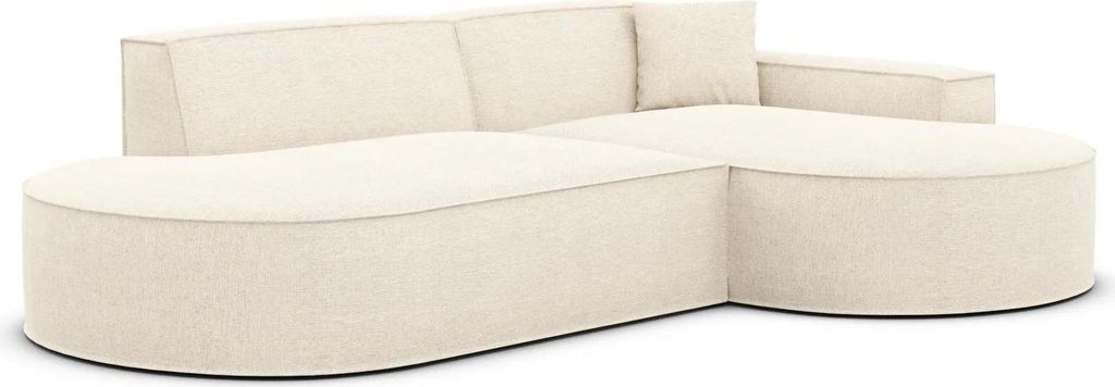 Strukturstoff L-Form Lounge Studio Sofa Brevia Creme Rechts