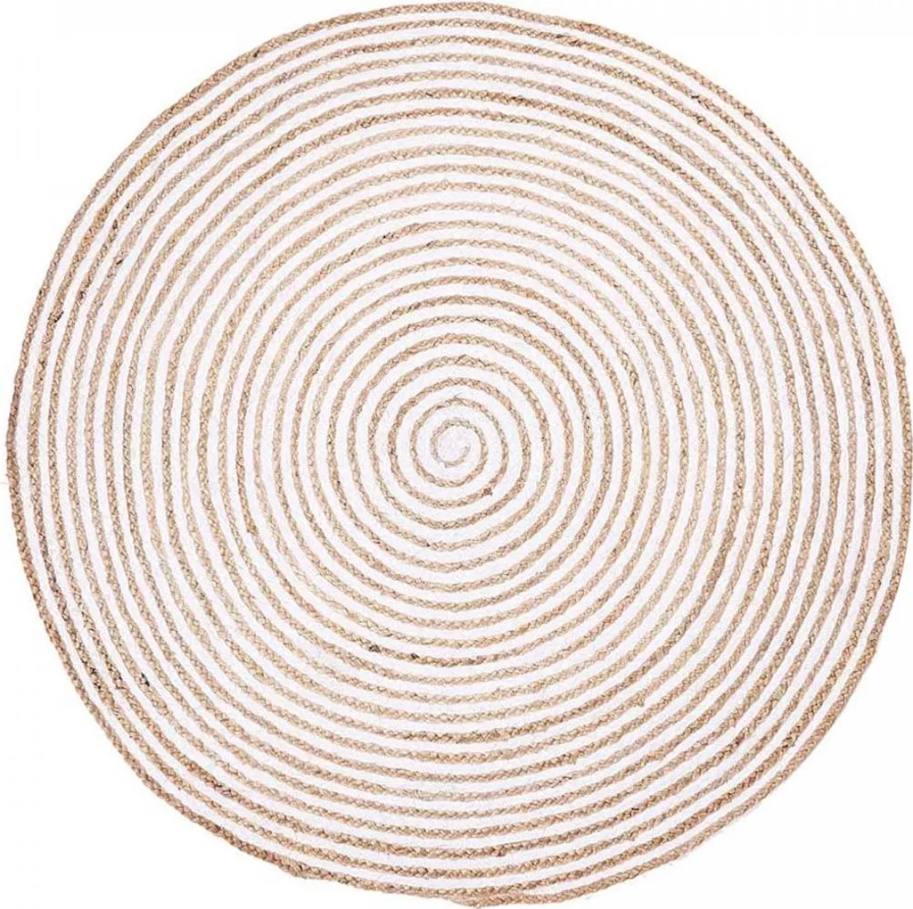 Tapis Rond Artisanal SPIRALTRY - Jute Tressé à la Main Motif Spirale