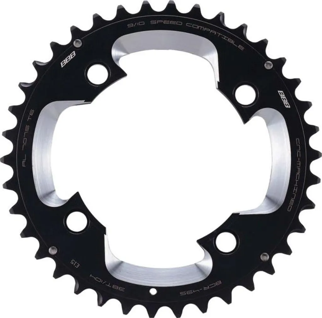 Plateau VTT 38 dents 104mm BBB Gear en aluminium anthracite ultra robuste