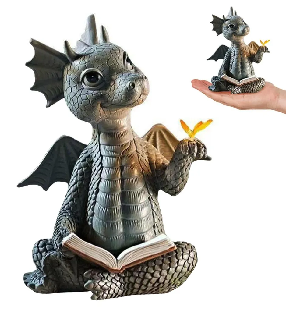 Dragon décoratif jardin anti-gel, statuette durable pour déco d'extérieur