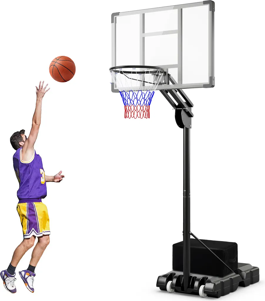 Panier de basket réglable 3m05 avec roulettes et base ultra stable