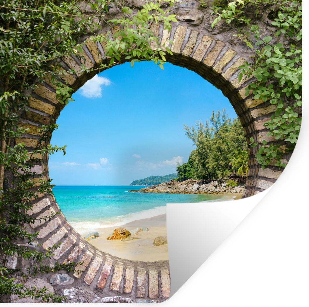 MuchoWow Wandtattoo Wandsticker Wandaufkleber Strand - Meer - Aussicht - Sommer 30x30 cm Selbstklebend und Repositionierbar - Repositionierbar - ...