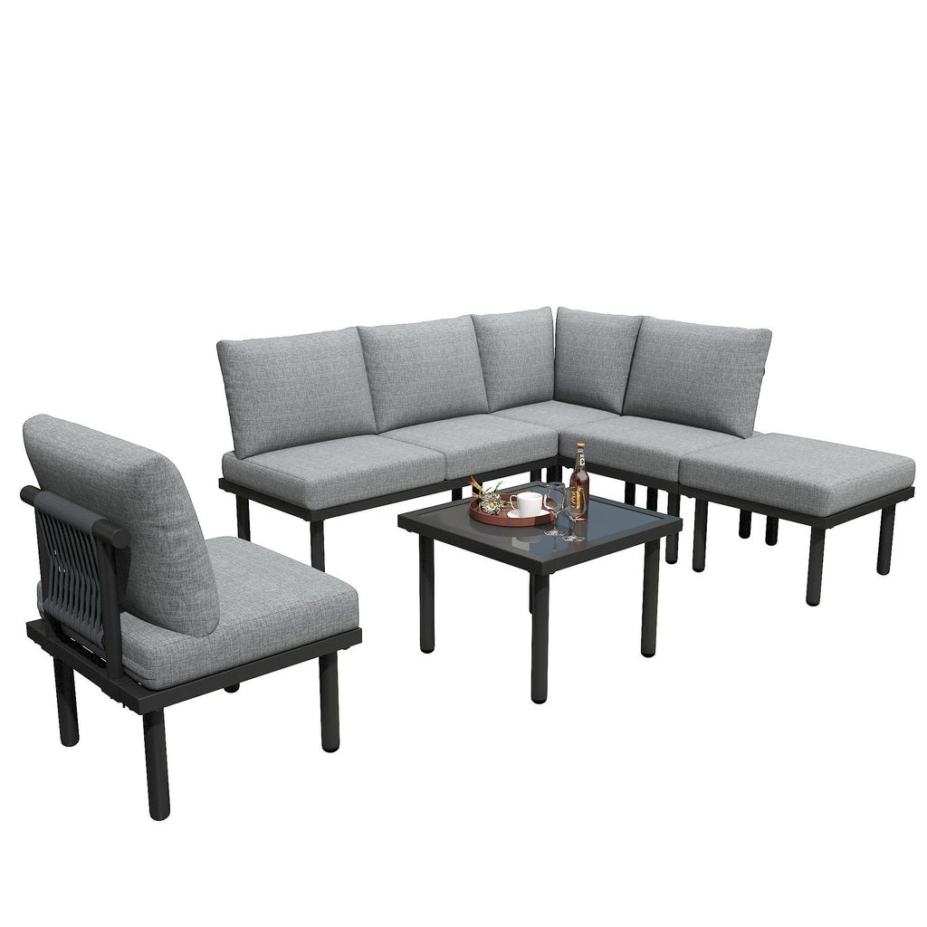 Merax Gartenlounge-Set für 6 Personen, Gartenmöbelset mit Produktbild 4
