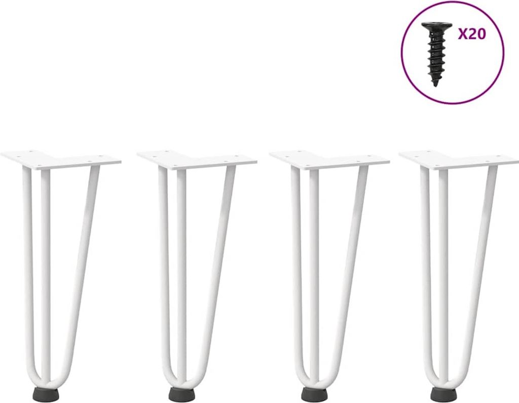 "SALE 2026"Haarnadelbeine für Couchtisch CLORIS - 4 Stk. - modernes Design - Weiß 30cm Massivstahl DE881844 - Tischbeine