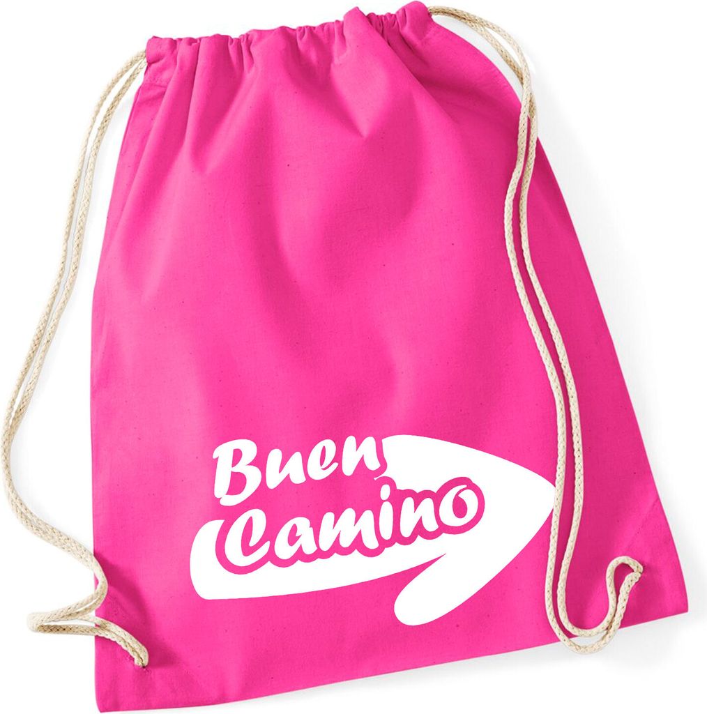 Huuraa Turnbeutel Buen Camino Pfeil 12 Liter Fuchsia Baumwolle Rucksack Geschenkidee