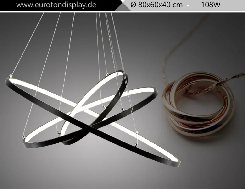 Eurotondisplay 2130-3 Black Lampada LED 108W 70cm Dimmerabile - 4