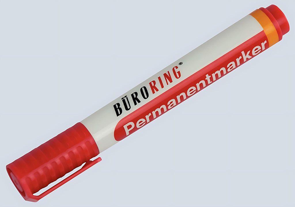Büroring Permanentmarker, Rundspitze, Strichstärke 1,5 - 3 mm, rot