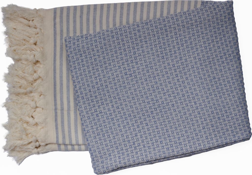 PHLOX Hamamtuch 100 x 200 cm aus 100% Baumwolle, Sauna Tuch, Strandtuch, Yoga Tuch & Spa Tuch - Blau