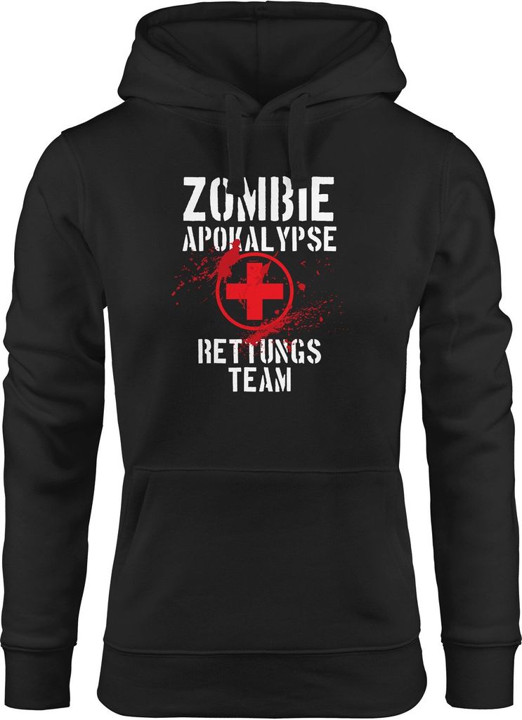 Kapuzen-Pullover Damen Zombie Apokalypse Rettungsteam Fasching Halloween Verkleidung Horror Hoodie Moonworks schwarz M