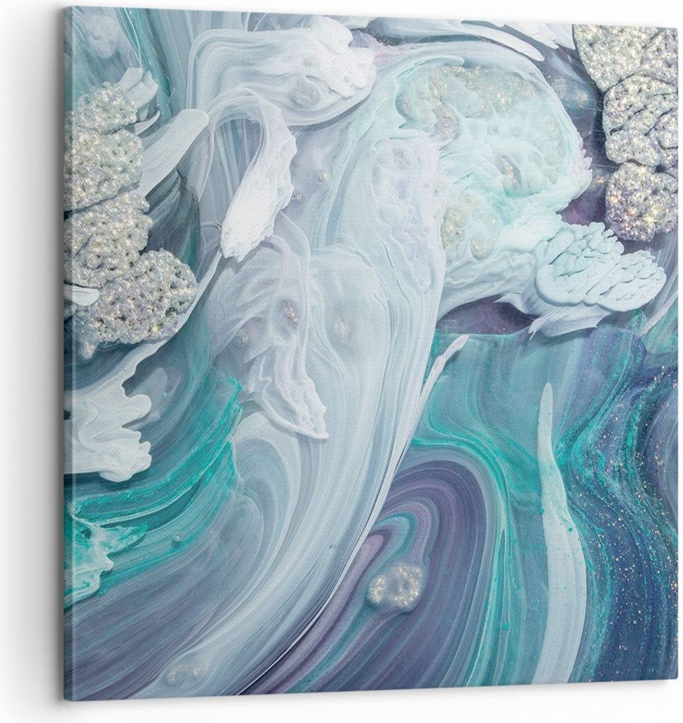 Bild auf Leinwand - Leinwandbild - Einteilig - Abstraktion dreidimensional blau - 60x60cm - Wand Bild - Wanddeko - Wandbilder - Leinwanddruck - Bil...