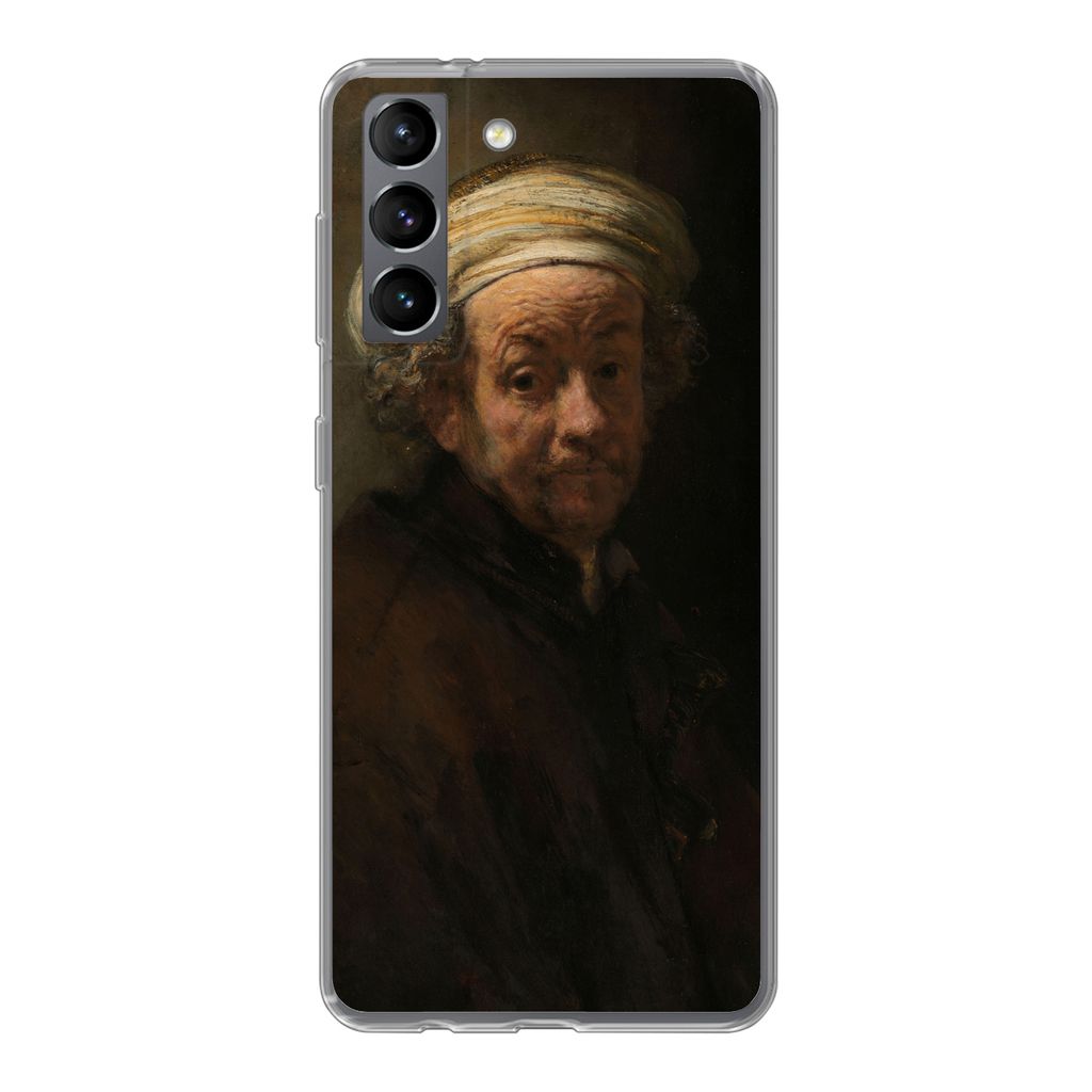 MuchoWow Handyhülle Schutzhülle Hülle für Samsung Galaxy S21 Selbstbildnis als Apostel Paulus - Gemälde von Rembrandt van Rijn Silikon Softc...