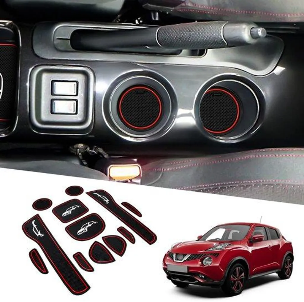 Tapis de Porte Nissan Juke F15 Anti-bruit et Anti-poussière Rouge 14pcs