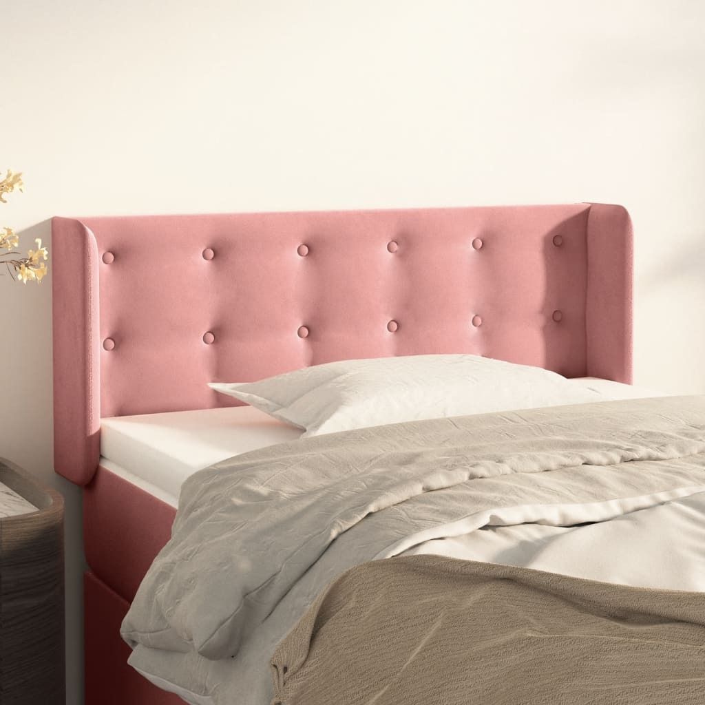 Cloris Designermöbel Kopfteil mit Ohren Rosa 93x16x78/88 cm Samt 2024 Neu