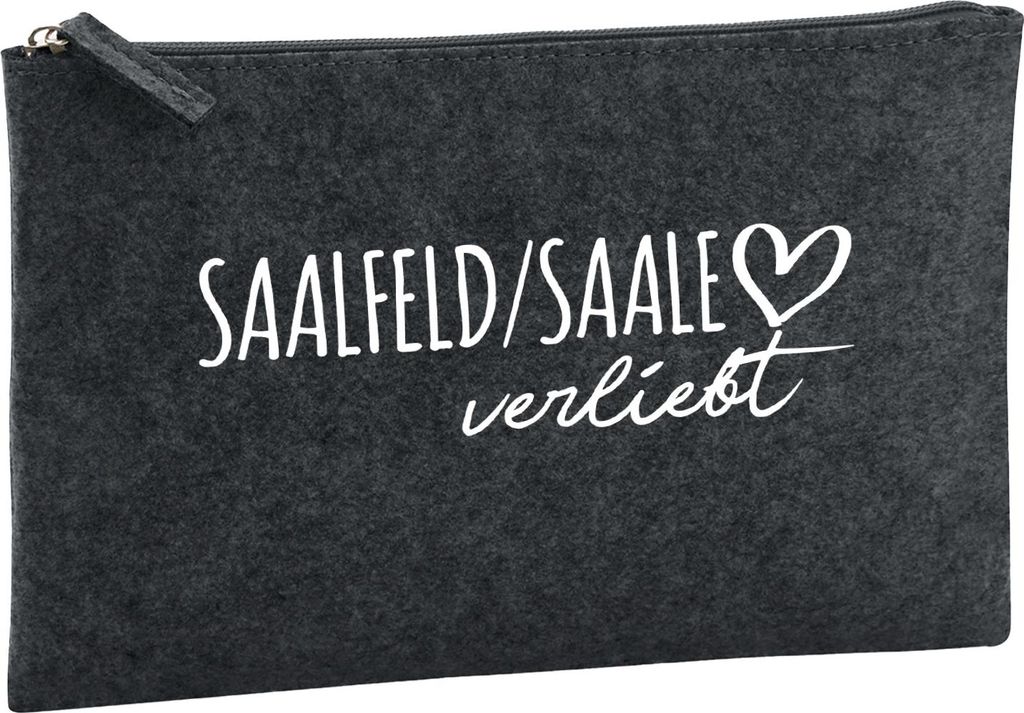 Huuraa Kulturbeutel Saalfeld Saale verliebt 1 Liter Charcoal Filz Kosmetiktasche Geschenkidee