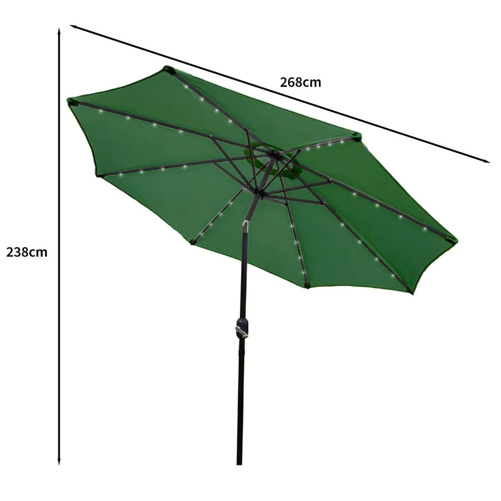 Parasol Inclinable LED 2.7m Vert : Ombrage et Éclairage de Terrasse - 8