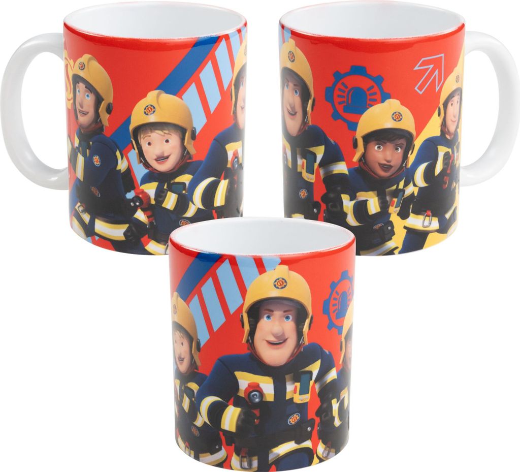 Feuerwehrmann Sam Tasse - Team Kaffeetasse Becher Kaffeebecher aus Keramik 320 ml