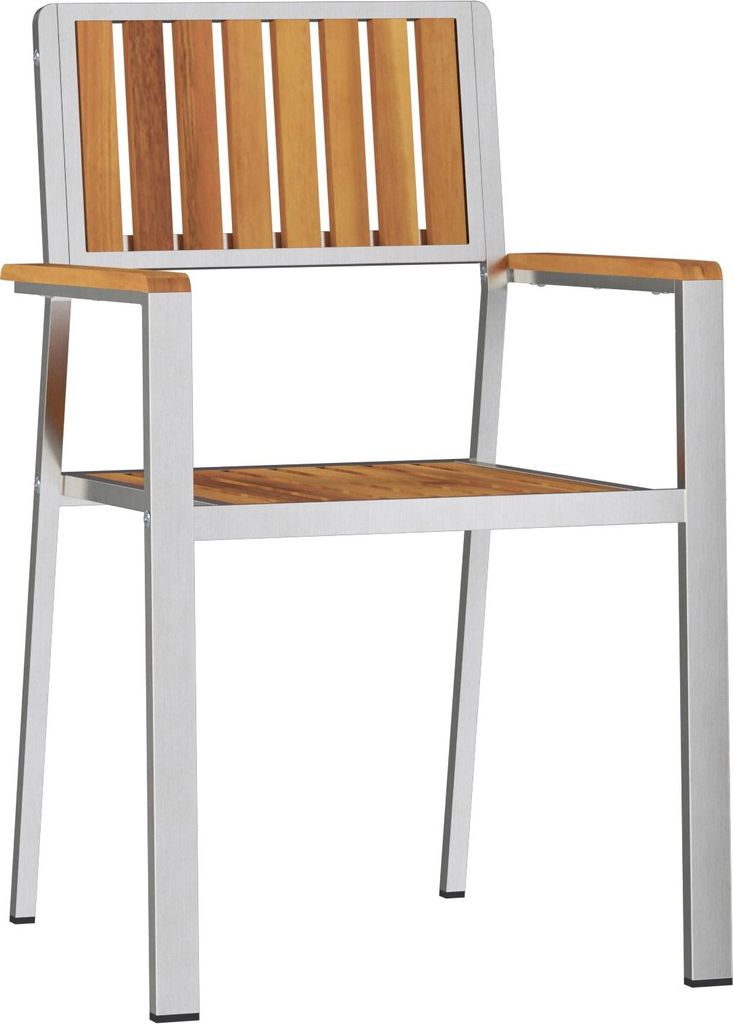Möbel Stapelbare Gartenstühle 2 Stück aus massivem Akazienholz und Metall - Gartenstühle 42006201