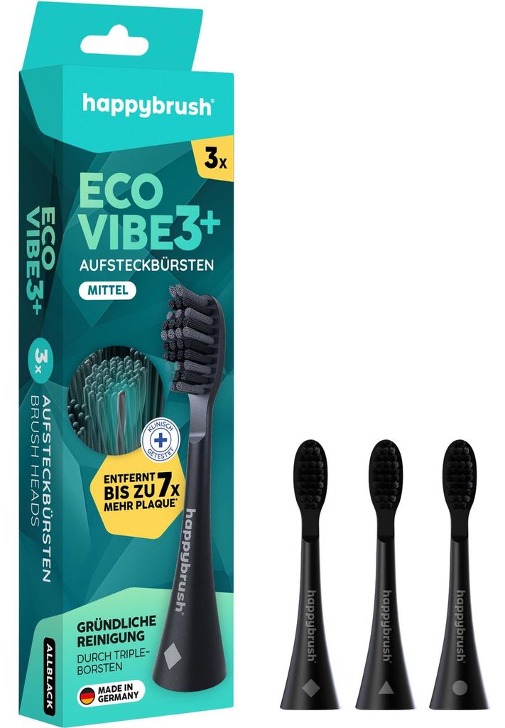 happybrush HAV3DEAB ECO VIBE 3+ set di spazzole nero Immagine del prodotto 