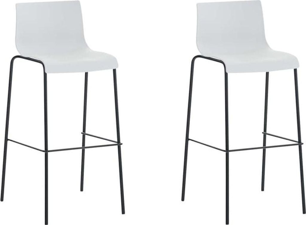 2-teiliges Barhocker-Set - Barhocker - Ergonomischer Komfort für längeres Sitzen | Farbe: Weiß | Grundfarbe: Schwarz