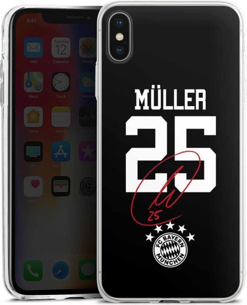 DeinDesign Slim Hülle für Apple iPhone Xs Max Silikon Case Ultra Dünn Handyhülle FC Bayern München FCB Thomas Müller