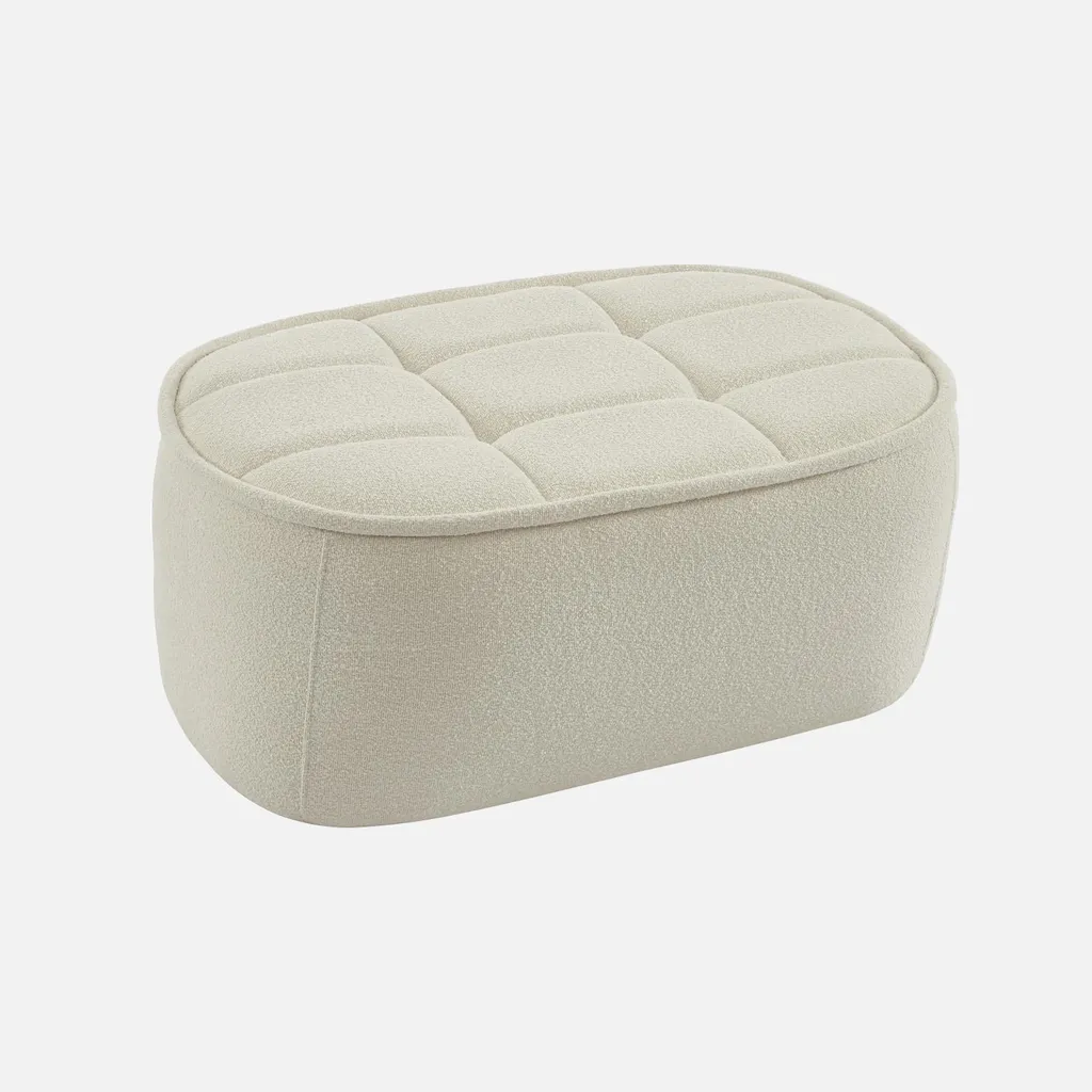 Pouf Boni Bouclé Bianco Sporco - Poggiapiedi Design Contemporaneo