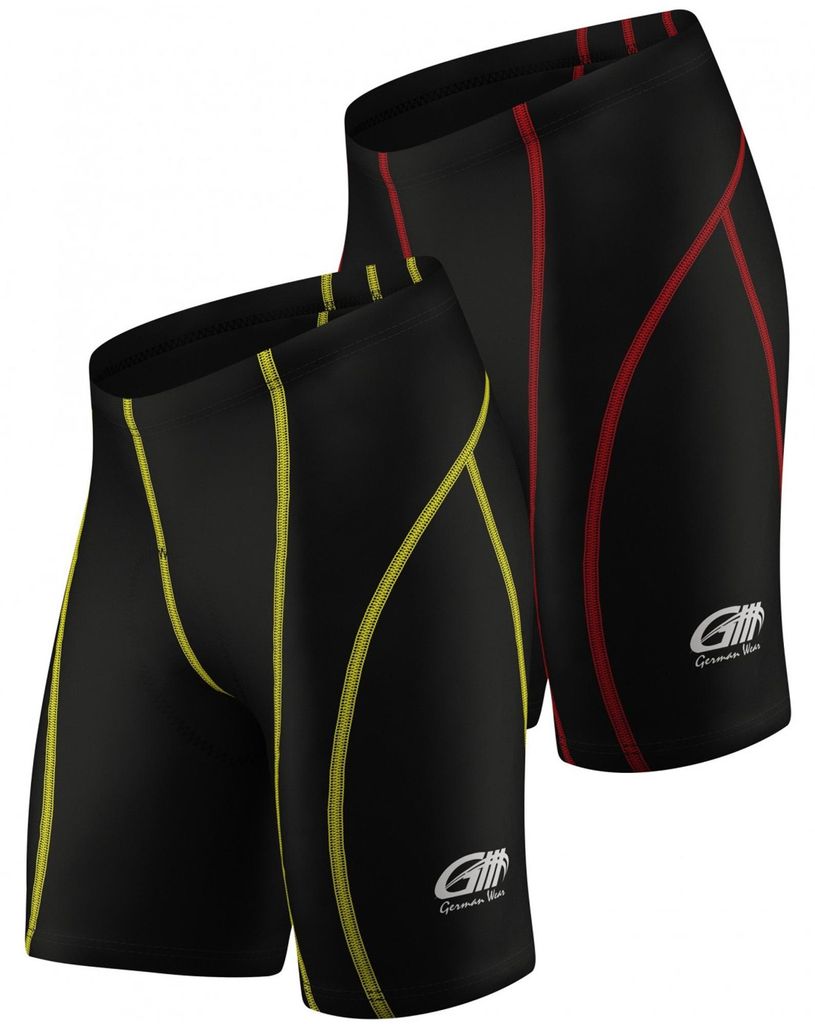 Vorderansicht der Radhose in allen verfügbaren Farben, atmungsaktives Lycra, Coolmax-Polsterung, ergonomische nahtlose Passform, leicht, elastisch und feuchtigkeitstransportierend für ganztägige Fahrten.