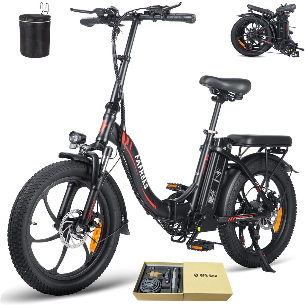 Elektrofahrrad Rostfreie Aluminiumlegierung 36 V 18 Ah 648 Wh Wasserdicht IPX5 bis zu 100 - 130 km E-bike klapprad 20 zoll mit 7 Gang, Schwarz