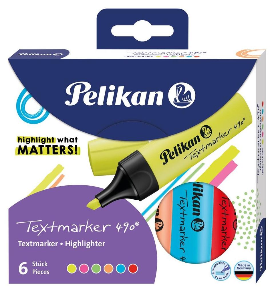 Pelikan Textmarker 490, 6 kusov, Viacfarebný, Multi, Obrázok produktu 