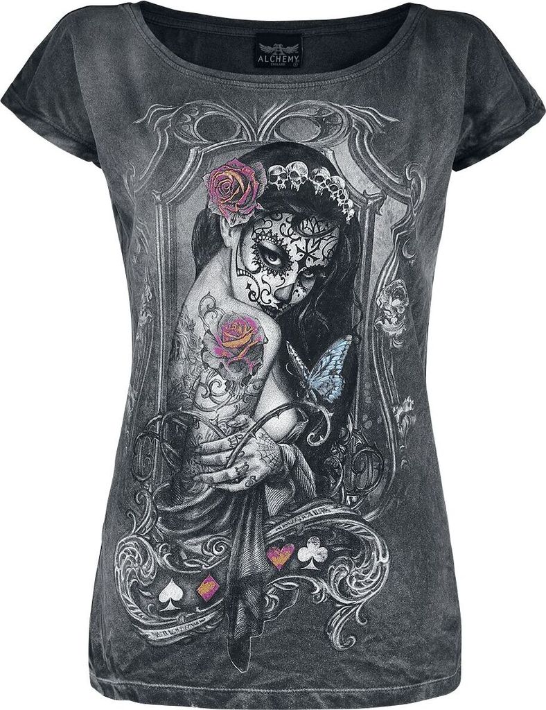 Alchemy England T-Shirt Damen Widow's Weed anthrazit L