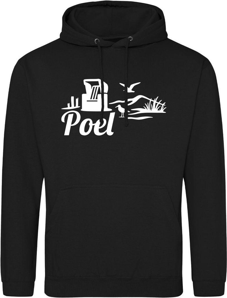 Huuraa Uni Hoodie Poel Strandmotiv 3XL Deep Black Vegan Sweatshirt Geschenkidee