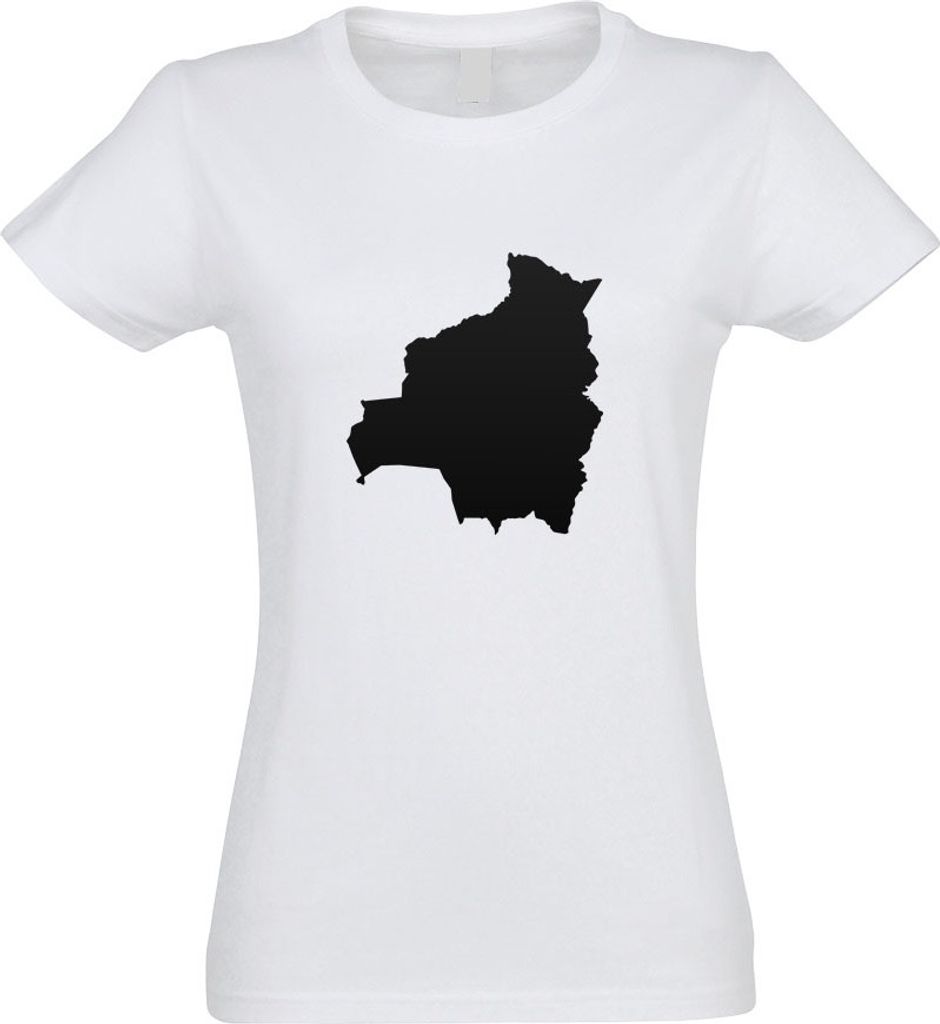 Kiwistar - T-Shirt tailliert - Damen - Weiss - Bolivien Umriss Kontur - mit Motiv Bedruckt - Funshirt Design - Sport - Freizeit - Damen - M