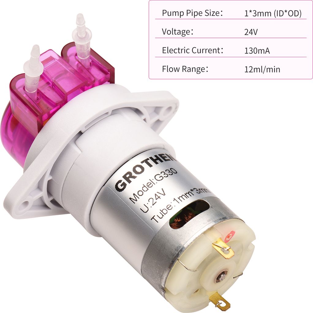 GROTHEN Peristaltikpumpe Dosierpumpe Minipumpe Flüssigkeit Selbstansaugende Wasserpumpe Silikonschlauch für Aquarium Tank Labor Chemische Analyse...