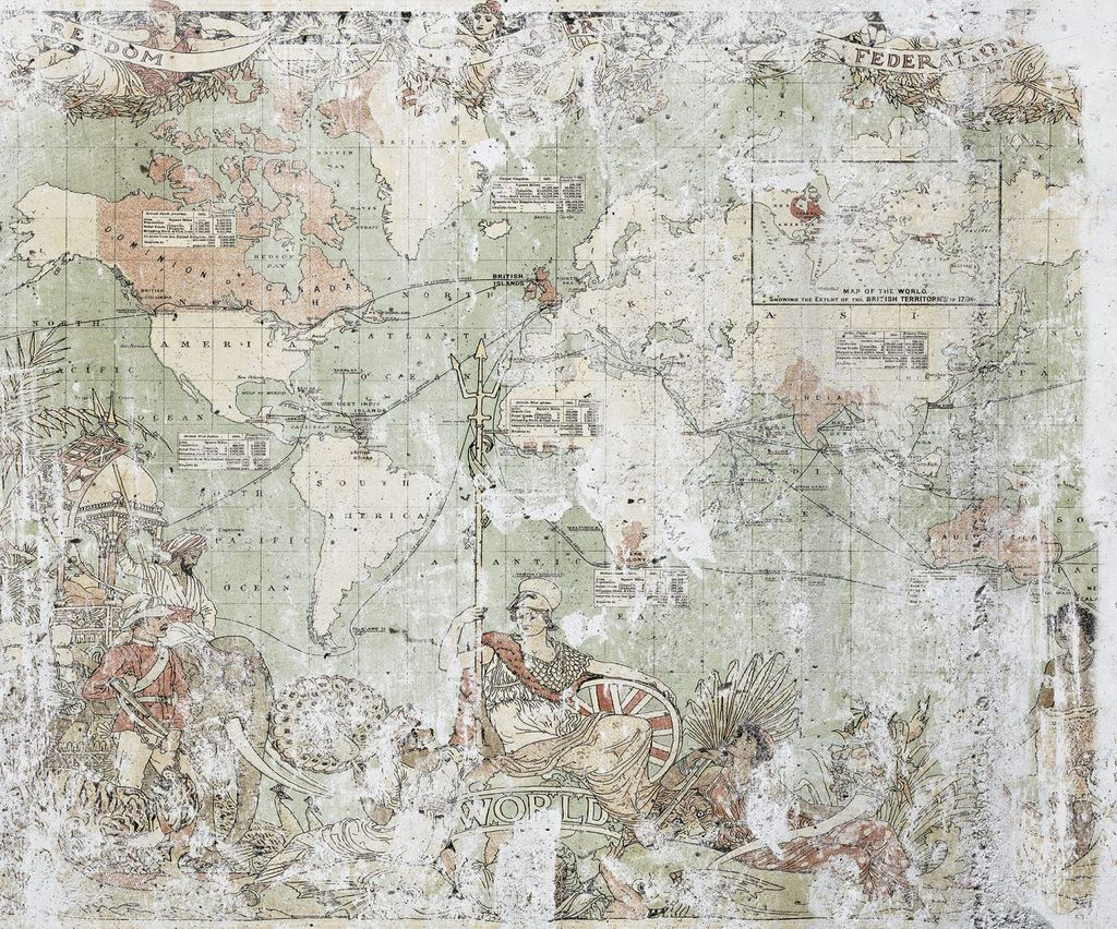 Sanders & Sanders Fototapete Britisches Imperium Grün und Rot 300 x 250 cm