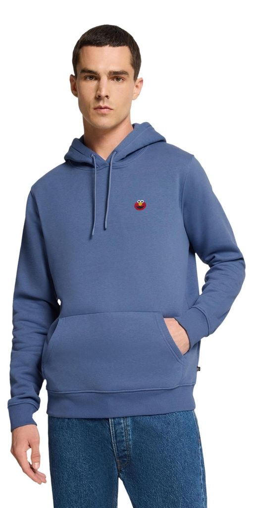 Spreadshirt Sesamstraße Elmo Gesicht Stick Herren Premium Hoodie, S, Taubenblau