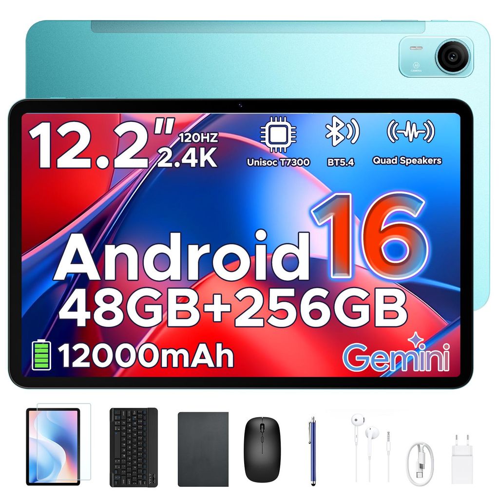 AP12PRO Tablet Android 16, 48GB RAM+256GB ROM (2TB TF), Produktbild 